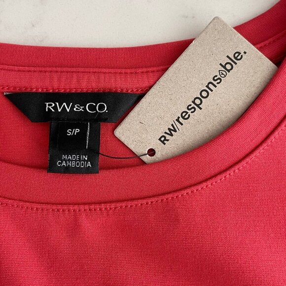 RW&CO. Responsible Crew Nk Flutter Sleeve Viscose Nylon Blend Top Lt. Red S NWT - Picture 8 of 10